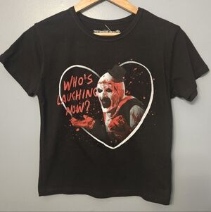 Terrifier Art The Clown Who's Laughing Baby Tee, Juniors Size XL